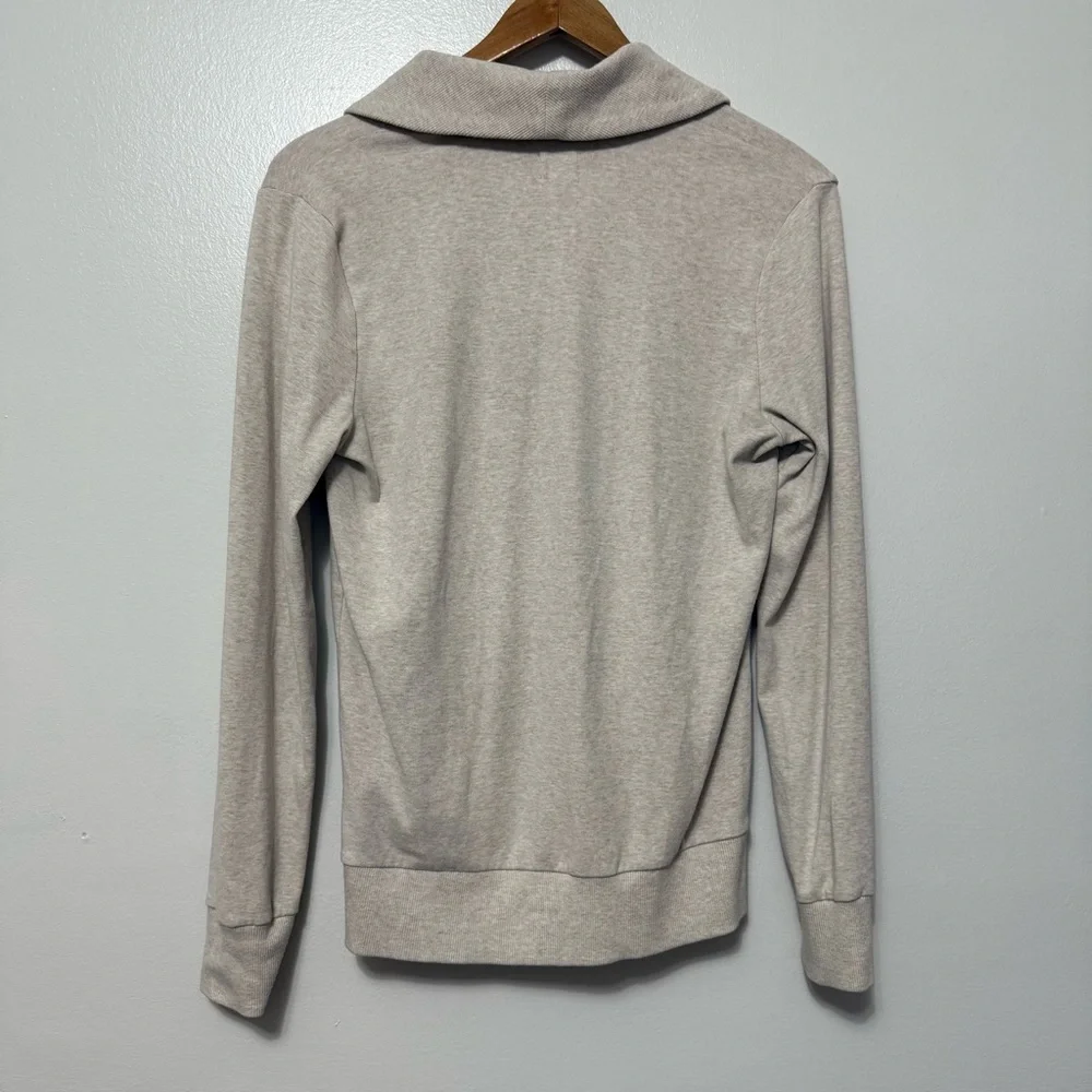 Banana Republic Factory Luxe Pullover Womens Medium Oatmeal Heather Shawl Collar